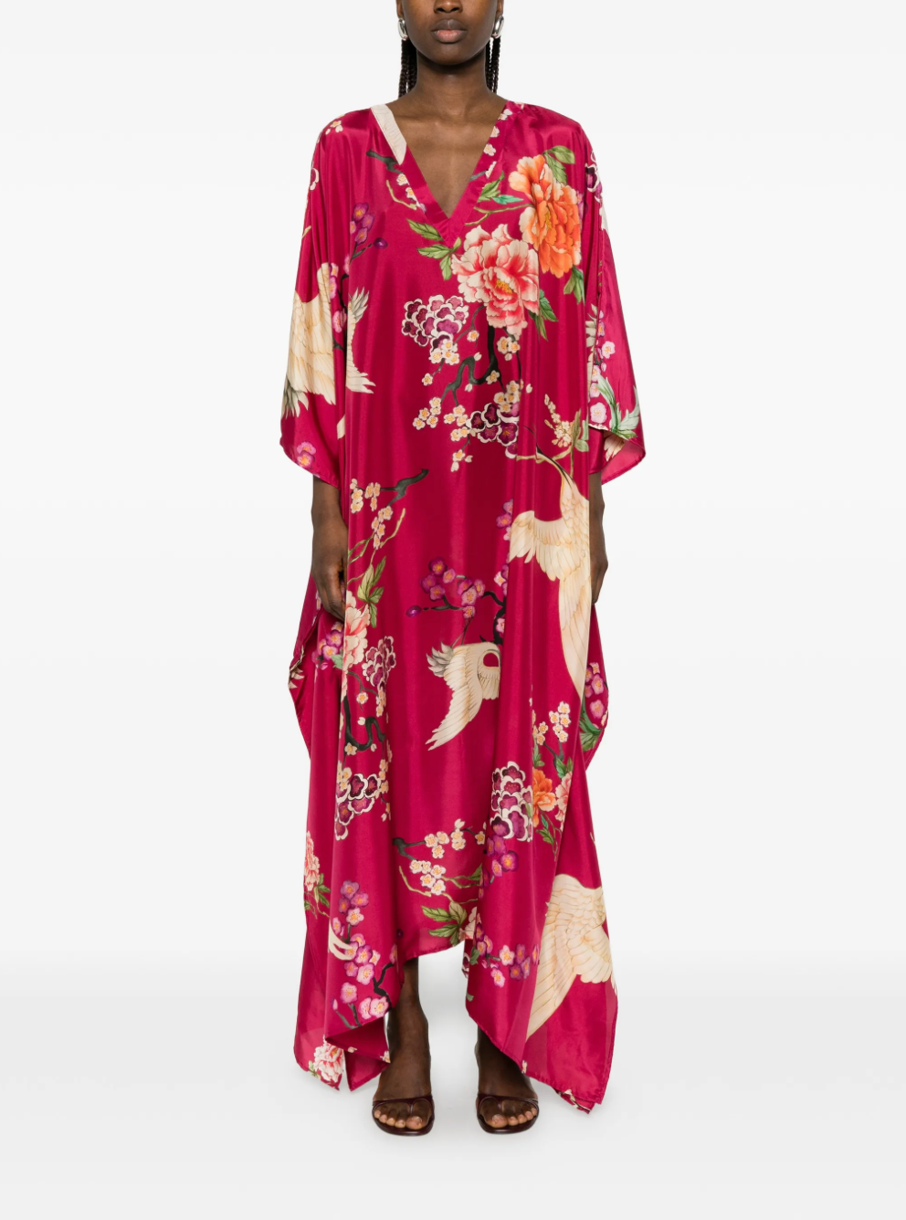 Fuchsia Blossom Silk Kaftan