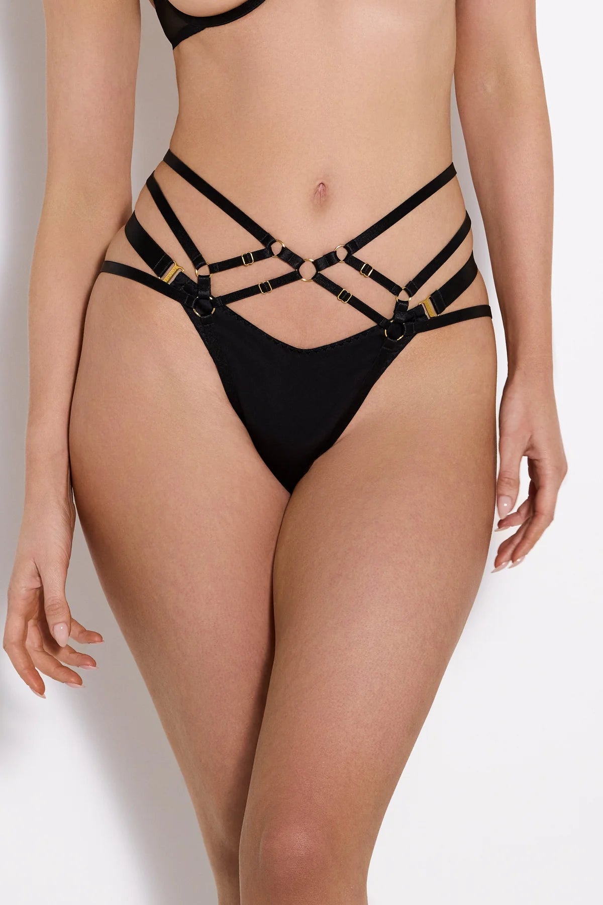 Signature Black Ouvert Harness Brief