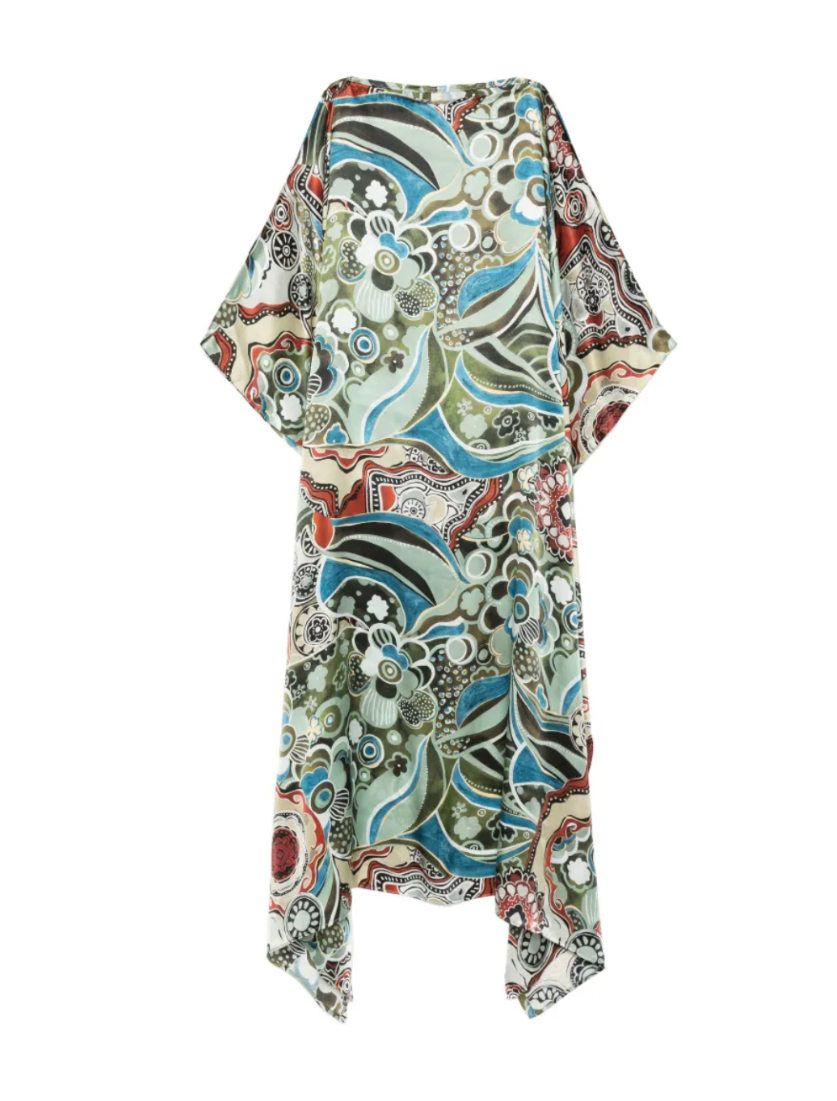 Zanzibar Mixed-patern Silk Kaftan
