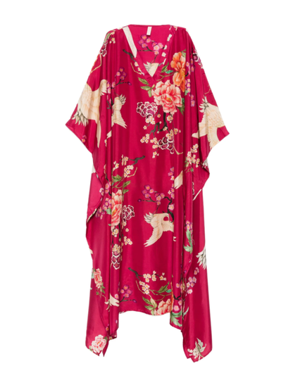 Fuchsia Blossom Silk Kaftan
