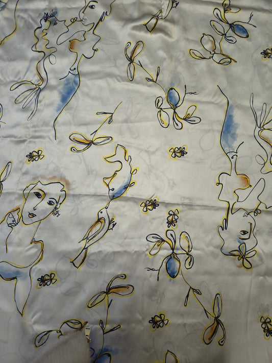 Sketchy Life Drawing Silk Kaftan