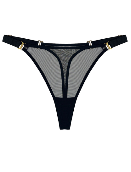 Signature Black Mesh Thong