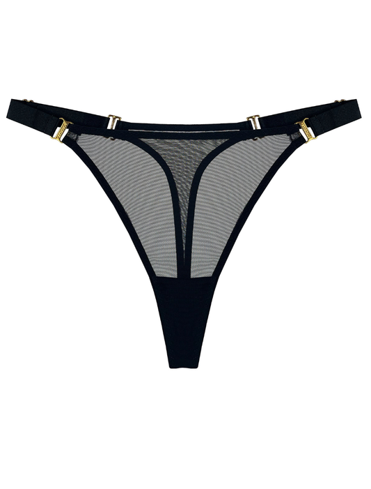 Signature Black Mesh Thong