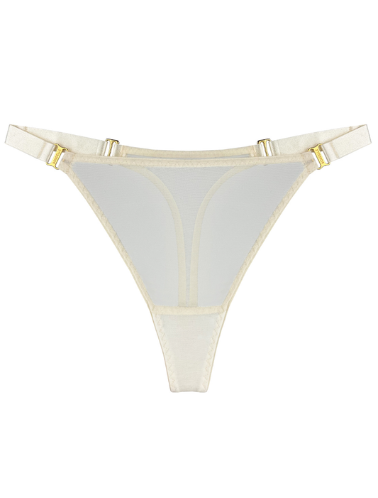 Signature Cream Mesh Thong
