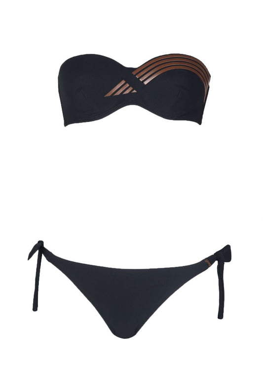 Noir Bandeau Tie-side Bikini
