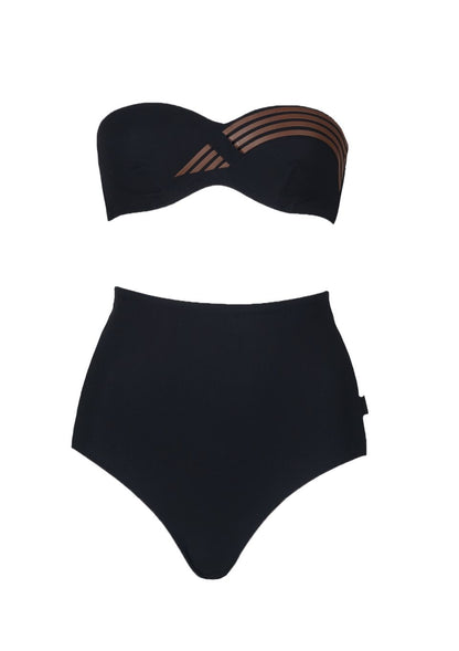 Noir Bandeau Hig-waisted Bikini